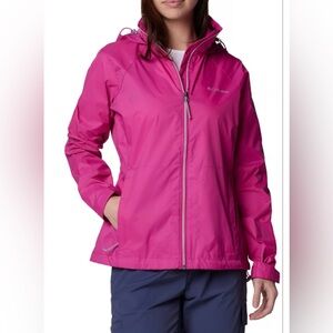 Columbia Hot Pink Hooded Soft Shell‎ Rain Jacket Medium